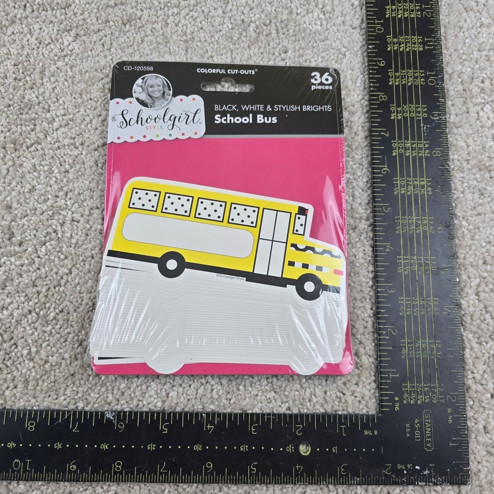 Schoolgirl Style Colorful Cut-Outs School Bus 36pc Classroom Decor CD-120598